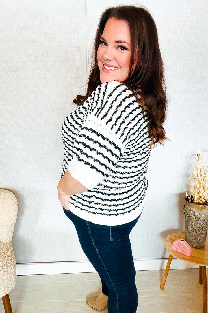 You've Got This Ivory & Black Wavy Stripe Pattern Sweater Top-Haptics-[option4]-[option5]-[option6]-[option7]-[option8]-Shop-Boutique-Clothing-for-Women-Online