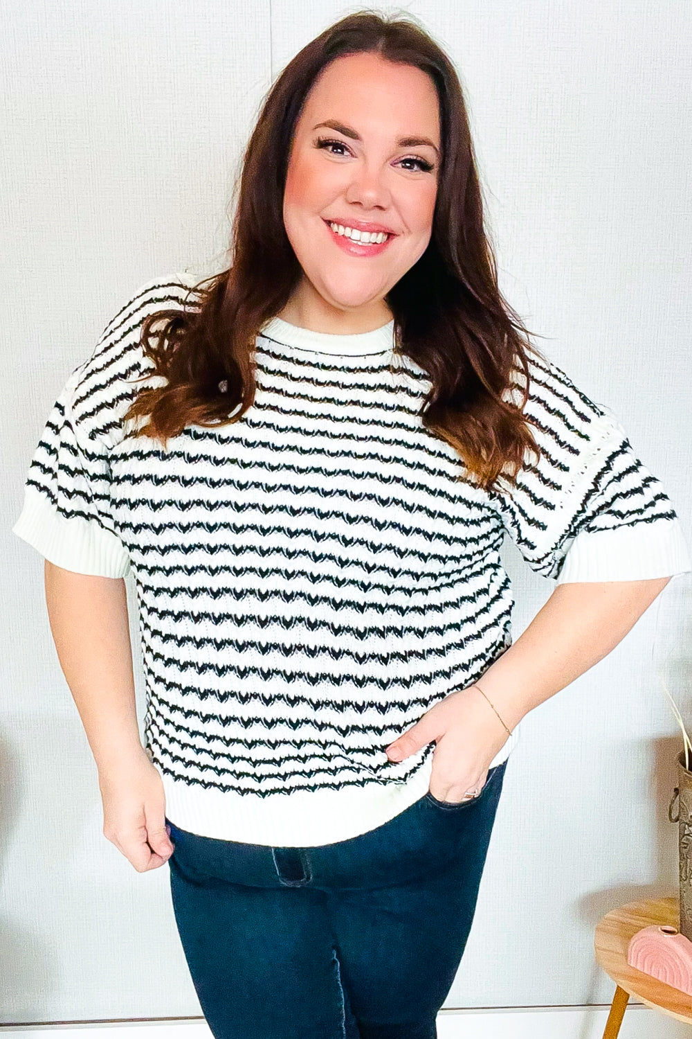 You've Got This Ivory & Black Wavy Stripe Pattern Sweater Top-Haptics-[option4]-[option5]-[option6]-[option7]-[option8]-Shop-Boutique-Clothing-for-Women-Online