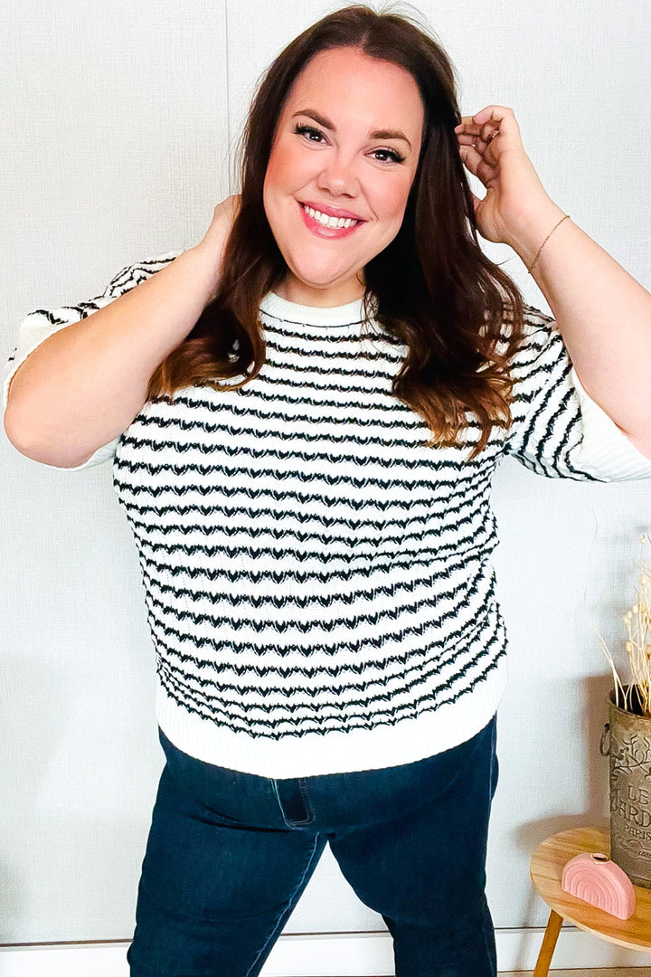 You've Got This Ivory & Black Wavy Stripe Pattern Sweater Top-Haptics-[option4]-[option5]-[option6]-[option7]-[option8]-Shop-Boutique-Clothing-for-Women-Online