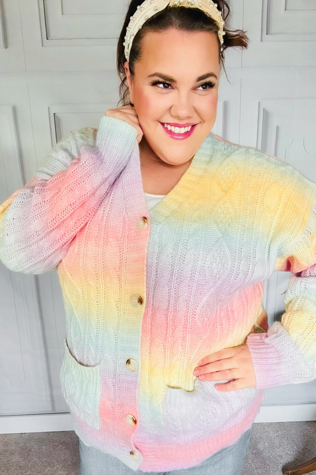 Face The Day Rainbow Ombre Cable Knit Cardigan-Haptics-[option4]-[option5]-[option6]-[option7]-[option8]-Shop-Boutique-Clothing-for-Women-Online