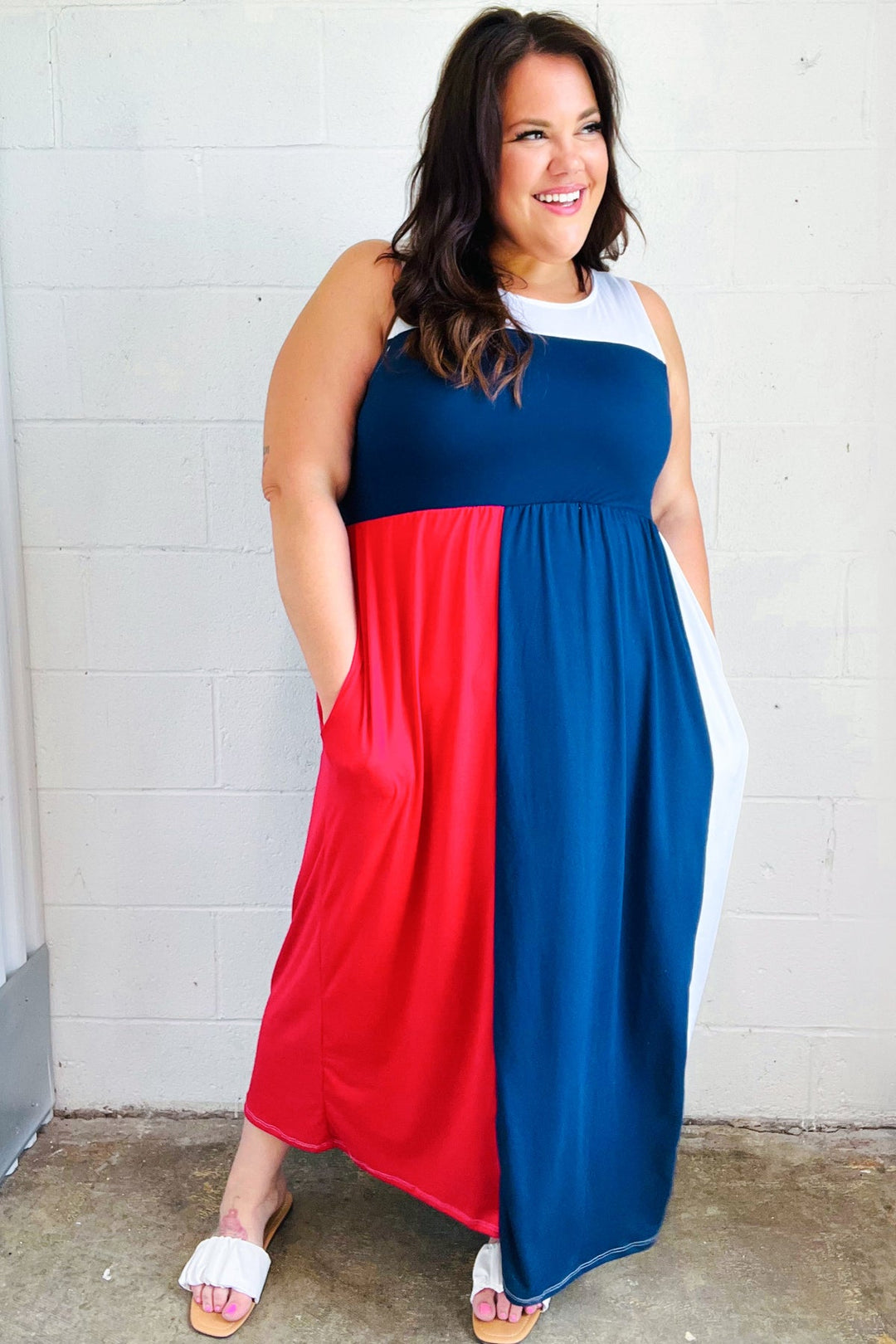 Patriotic Color Block Fit & Flare Maxi Dress-Haptics-[option4]-[option5]-[option6]-[option7]-[option8]-Shop-Boutique-Clothing-for-Women-Online