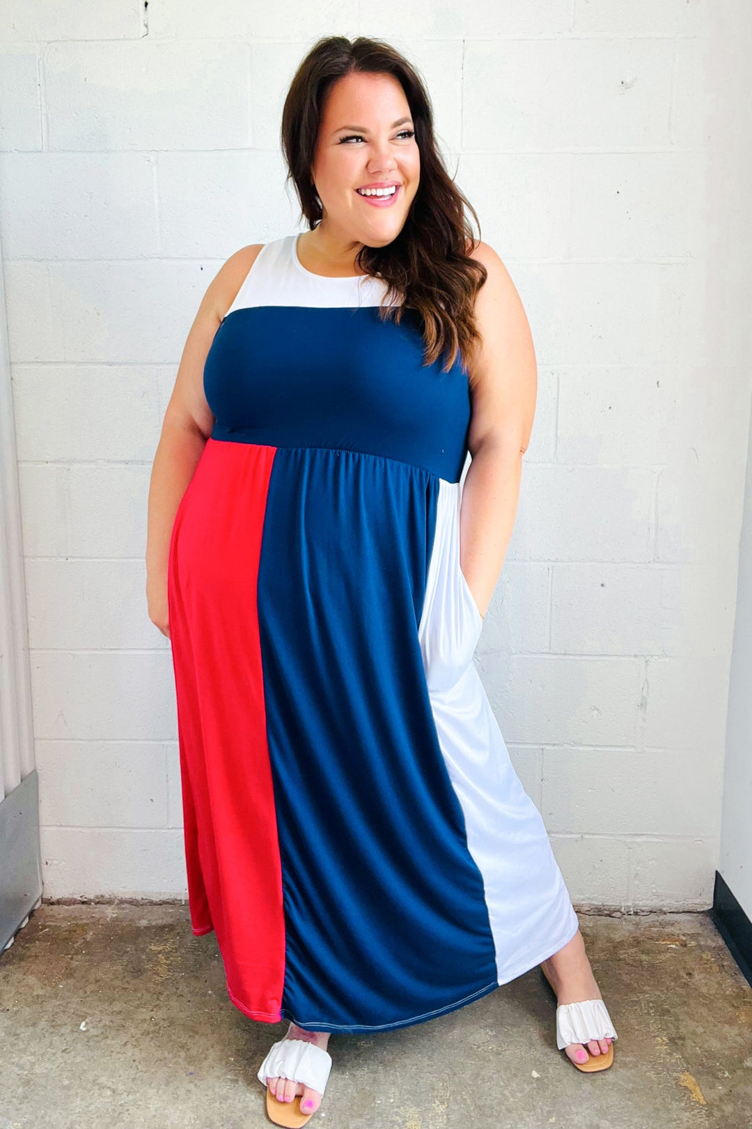 Patriotic Color Block Fit & Flare Maxi Dress-Haptics-[option4]-[option5]-[option6]-[option7]-[option8]-Shop-Boutique-Clothing-for-Women-Online