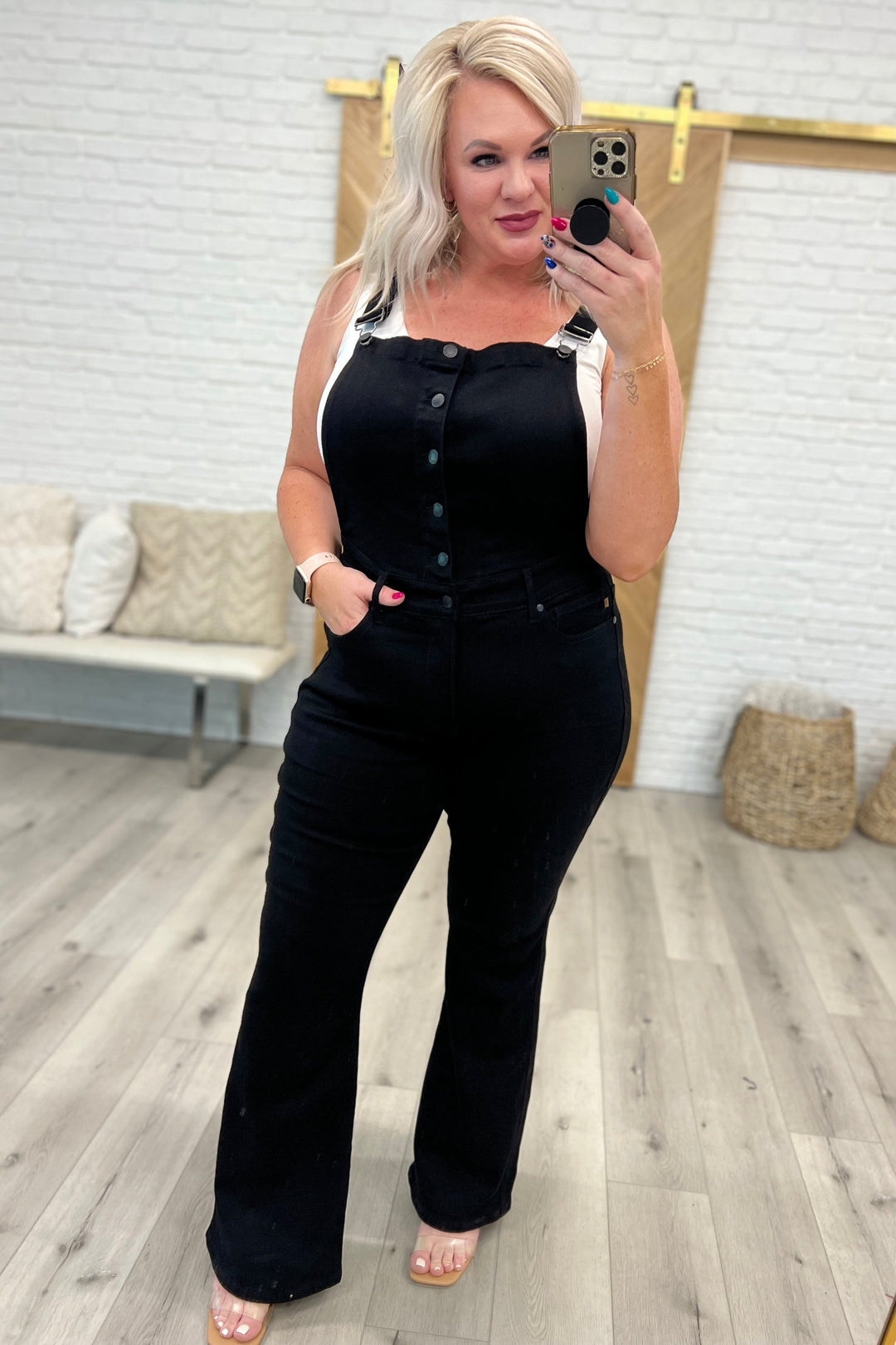 Judy Blue Imogene Control Top Retro Flare Overalls in Black-Denim-Ave Shops-[option4]-[option5]-[option6]-[option7]-[option8]-Shop-Boutique-Clothing-for-Women-Online