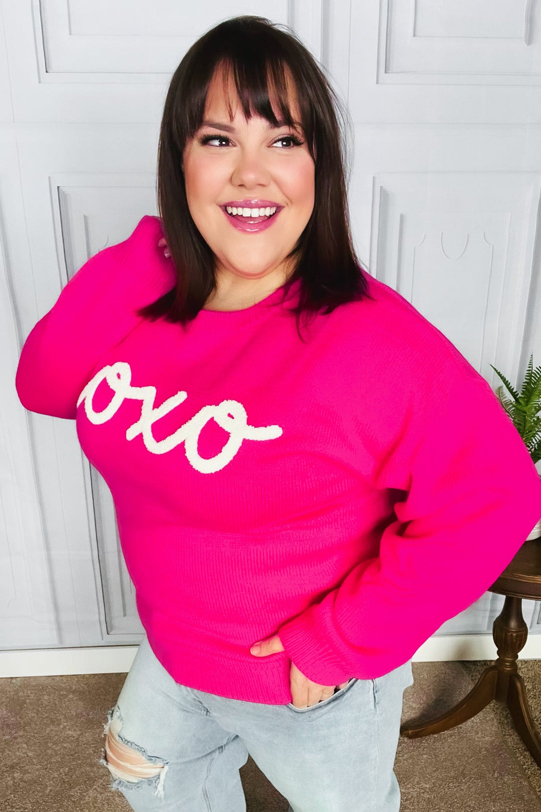 Love In the Air Fuchsia "Xoxo" Embroidered Sweater-Haptics-[option4]-[option5]-[option6]-[option7]-[option8]-Shop-Boutique-Clothing-for-Women-Online