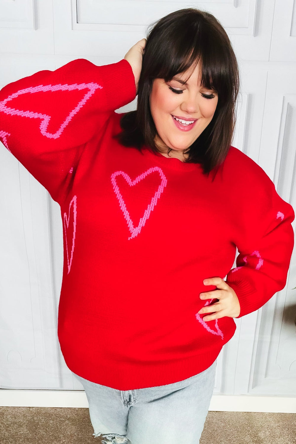 Make You Smile Red Heart Jacquard Oversized Sweater-Haptics-[option4]-[option5]-[option6]-[option7]-[option8]-Shop-Boutique-Clothing-for-Women-Online