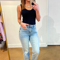 Judy Blue Miranda High Rise Plaid Cuff Vintage Straight Jeans-Denim-Ave Shops-[option4]-[option5]-[option6]-[option7]-[option8]-Shop-Boutique-Clothing-for-Women-Online