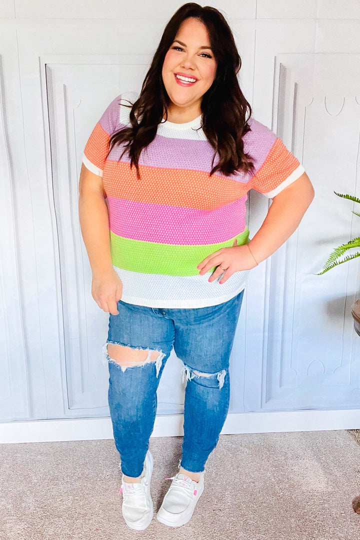 Get Started Lavender & Orange Stripe Jacquard Sweater Top-Haptics-[option4]-[option5]-[option6]-[option7]-[option8]-Shop-Boutique-Clothing-for-Women-Online