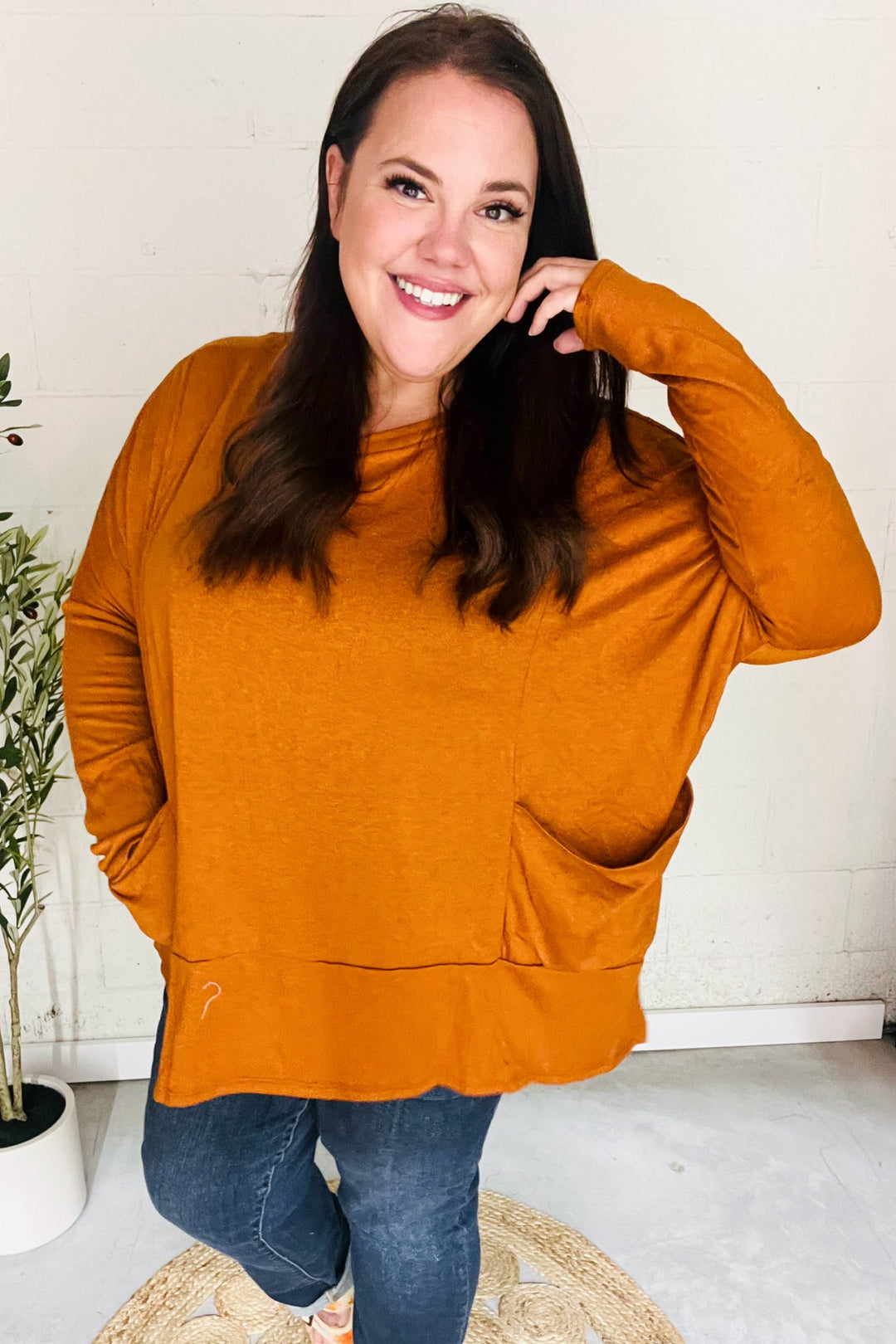 Rust Hacci Dolman Pocketed Sweater Top-Haptics-[option4]-[option5]-[option6]-[option7]-[option8]-Shop-Boutique-Clothing-for-Women-Online