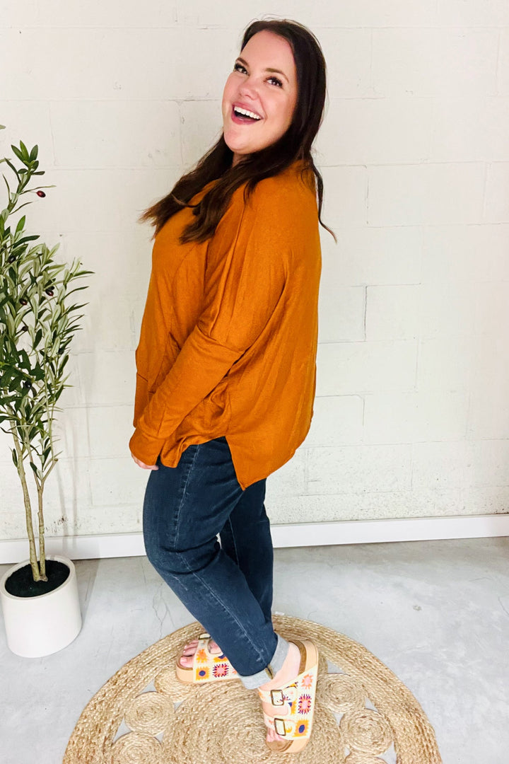 Rust Hacci Dolman Pocketed Sweater Top-Haptics-[option4]-[option5]-[option6]-[option7]-[option8]-Shop-Boutique-Clothing-for-Women-Online