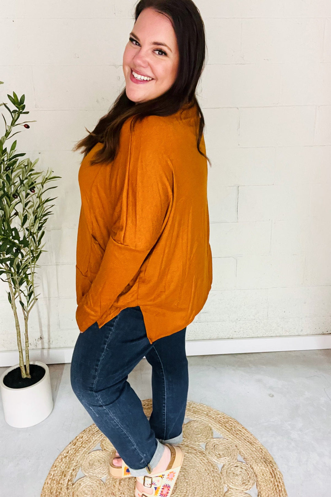 Rust Hacci Dolman Pocketed Sweater Top-Haptics-[option4]-[option5]-[option6]-[option7]-[option8]-Shop-Boutique-Clothing-for-Women-Online