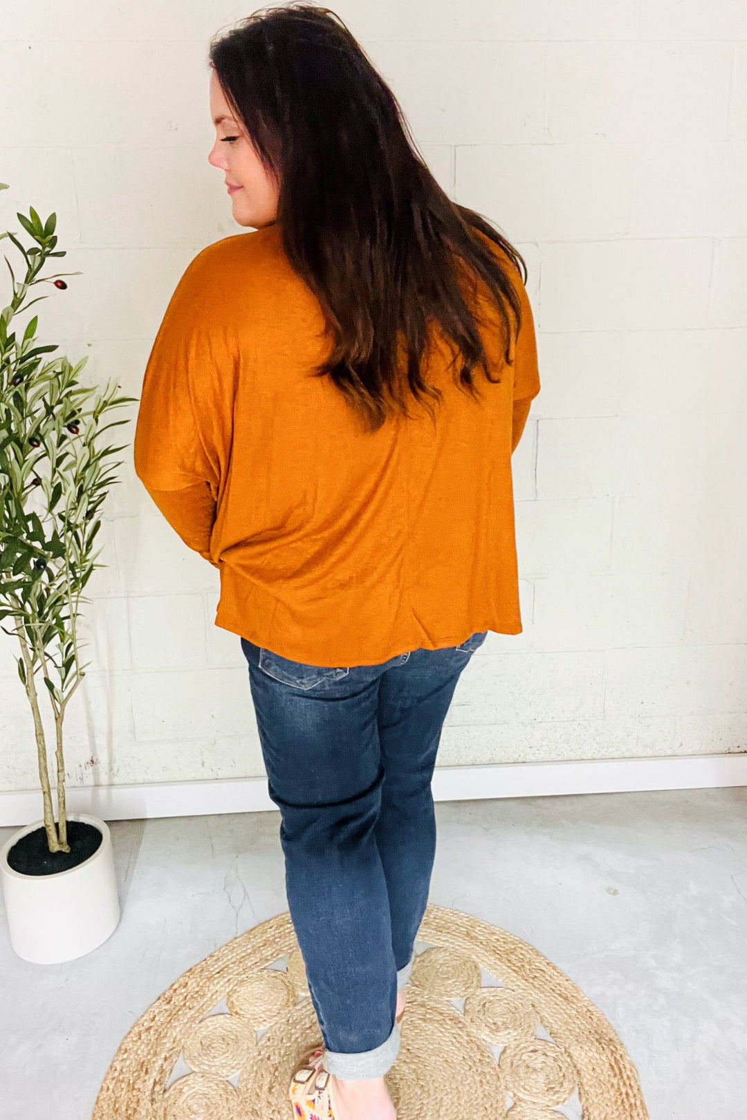 Rust Hacci Dolman Pocketed Sweater Top-Haptics-[option4]-[option5]-[option6]-[option7]-[option8]-Shop-Boutique-Clothing-for-Women-Online