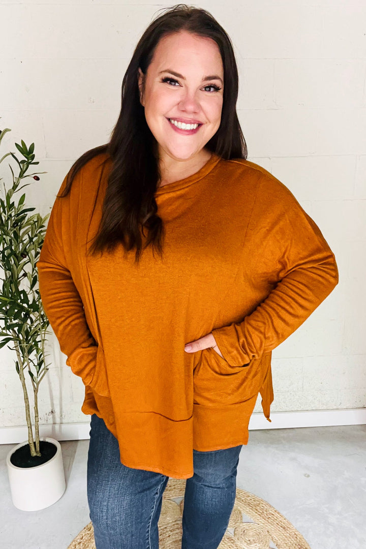 Rust Hacci Dolman Pocketed Sweater Top-Haptics-[option4]-[option5]-[option6]-[option7]-[option8]-Shop-Boutique-Clothing-for-Women-Online