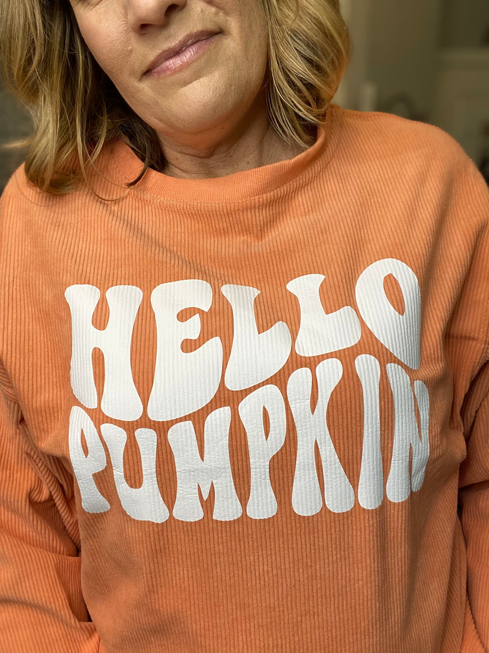 Round Neck Dropped Shoulder HELLO PUMPKIN Ribbed Graphic Sweatshirt-Trendsi-[option4]-[option5]-[option6]-[option7]-[option8]-Shop-Boutique-Clothing-for-Women-Online