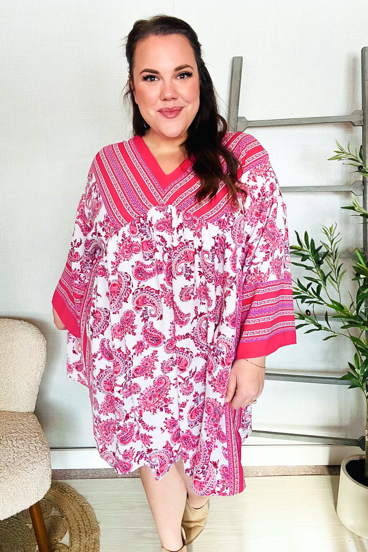 Let's Meet Up Red & Pink Paisley Drop Shoulder Kimono Dress-Haptics-[option4]-[option5]-[option6]-[option7]-[option8]-Shop-Boutique-Clothing-for-Women-Online