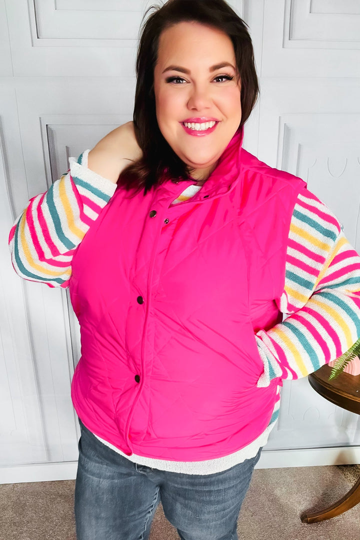 You Got This Hot Pink High Neck Quilted Puffer Vest-Haptics-[option4]-[option5]-[option6]-[option7]-[option8]-Shop-Boutique-Clothing-for-Women-Online