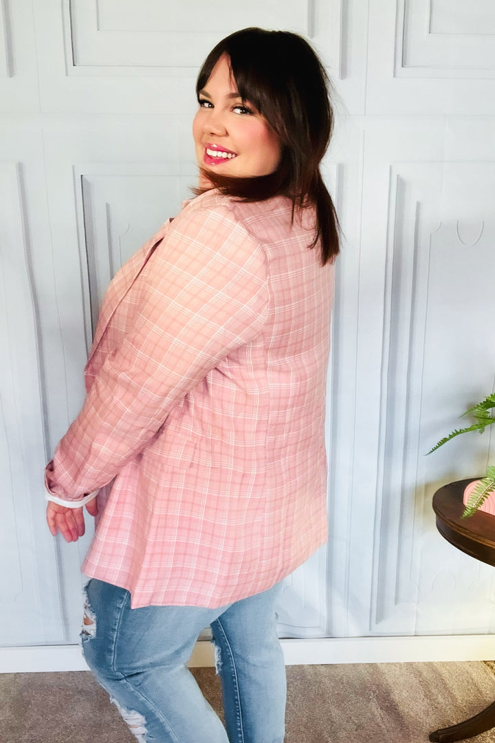 Get To It Pink Plaid Double Breasted Collar Lapel Blazer-Haptics-Small-[option4]-[option5]-[option6]-[option7]-[option8]-Shop-Boutique-Clothing-for-Women-Online