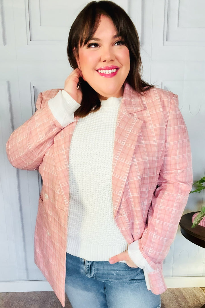 Get To It Pink Plaid Double Breasted Collar Lapel Blazer-Haptics-Small-[option4]-[option5]-[option6]-[option7]-[option8]-Shop-Boutique-Clothing-for-Women-Online