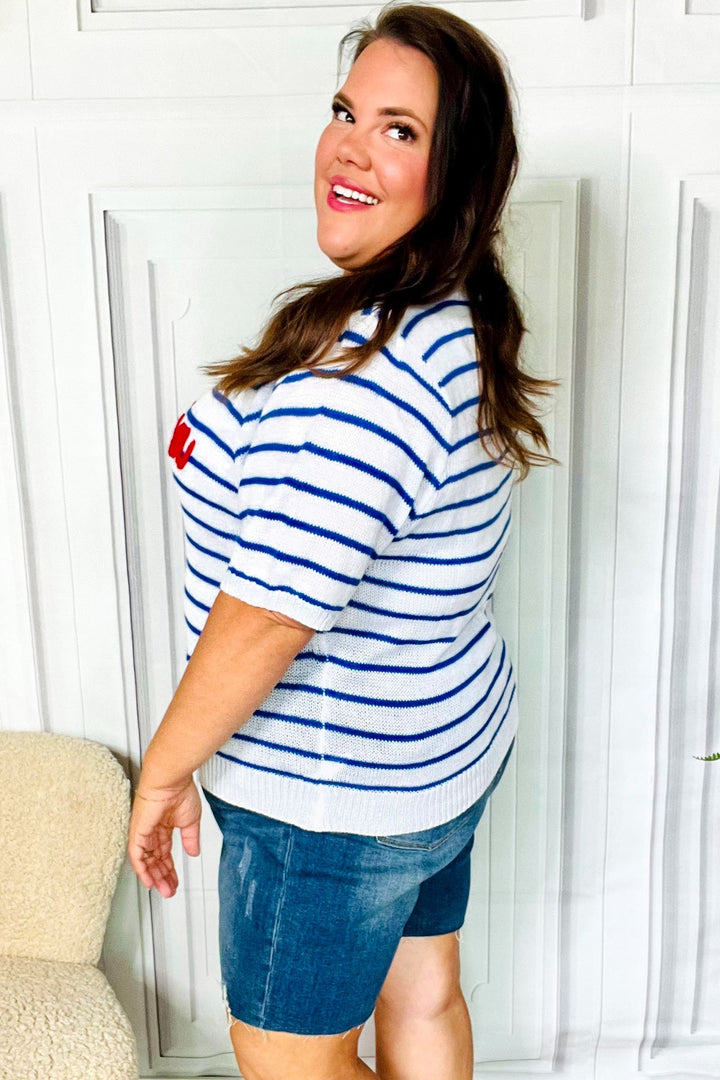 America Proud Blue Striped Embroidered Puff Sleeve Top-Haptics-[option4]-[option5]-[option6]-[option7]-[option8]-Shop-Boutique-Clothing-for-Women-Online