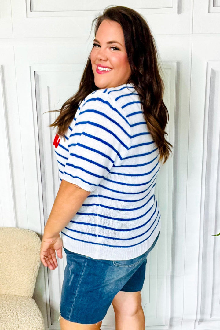 America Proud Blue Striped Embroidered Puff Sleeve Top-Haptics-[option4]-[option5]-[option6]-[option7]-[option8]-Shop-Boutique-Clothing-for-Women-Online