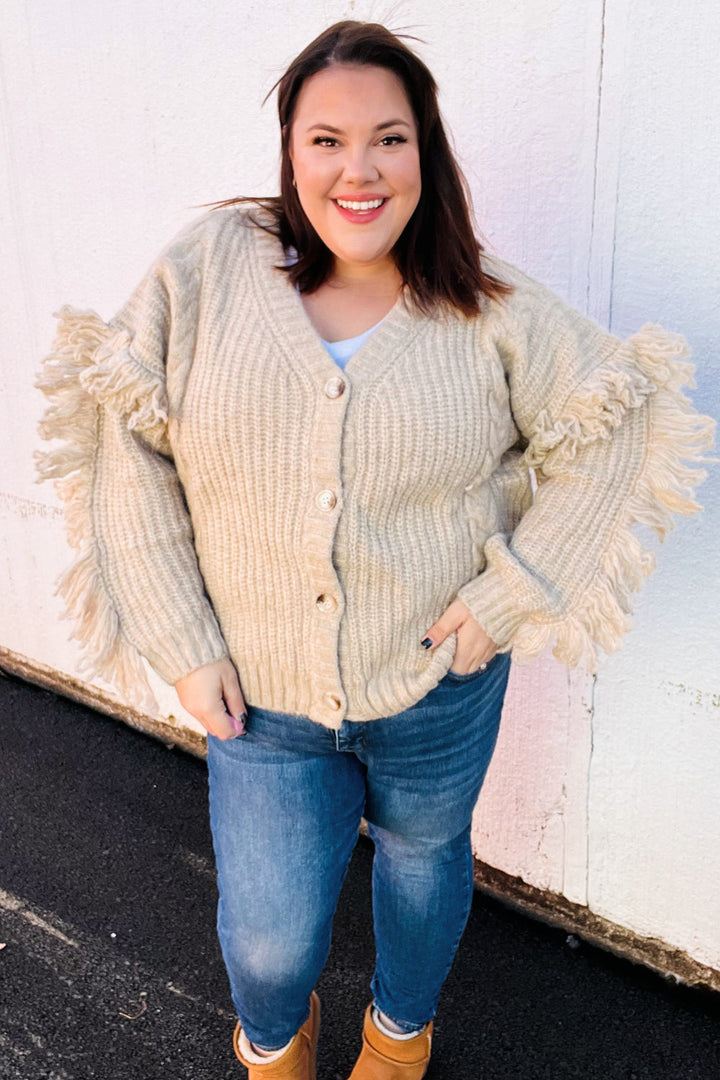 Weekend Ready Oatmeal V Neck Fringe Chunky Cable Cardigan-Haptics-[option4]-[option5]-[option6]-[option7]-[option8]-Shop-Boutique-Clothing-for-Women-Online