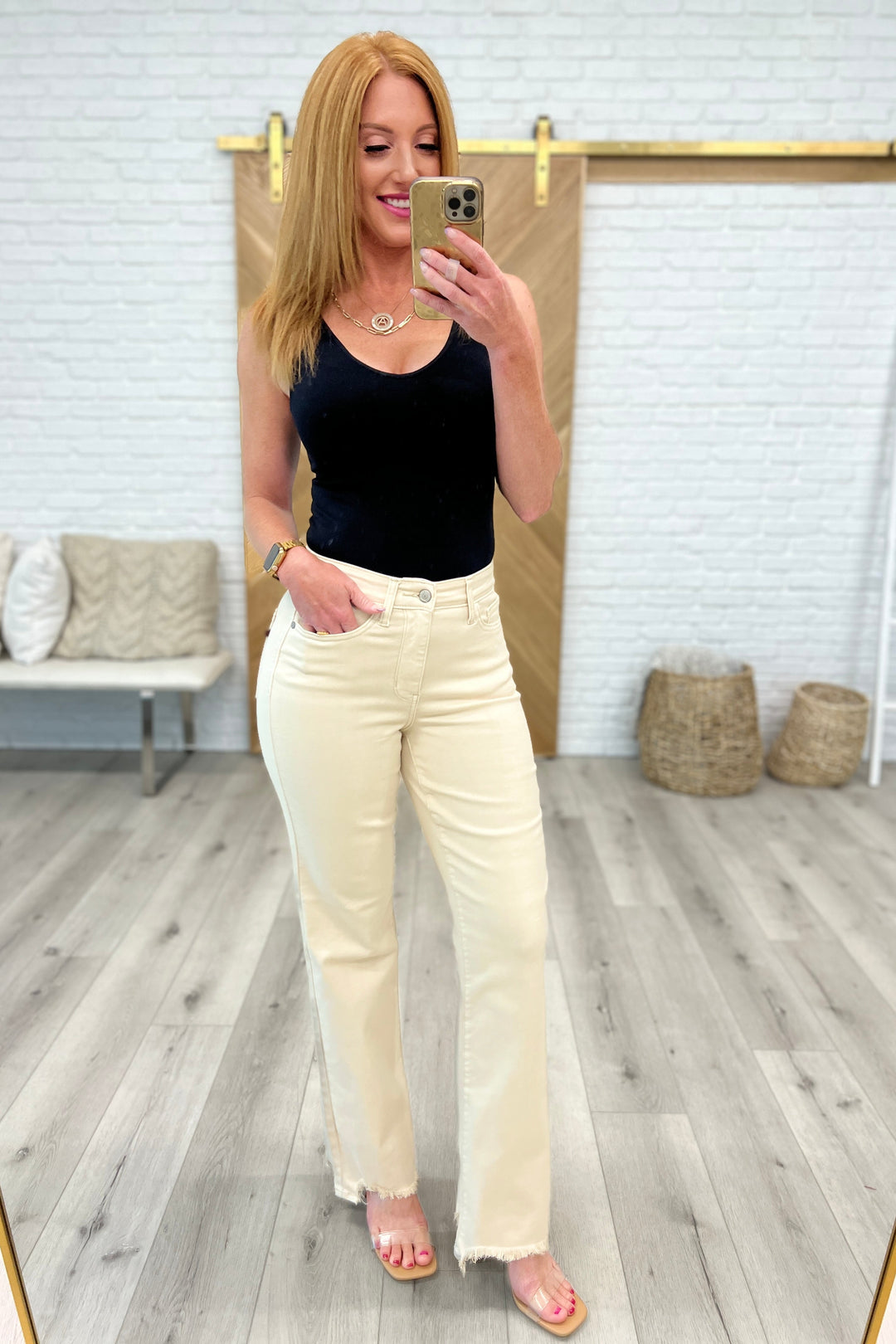 Judy Blue Alice High Rise Over Dyed 90's Straight Jeans in Light Khaki-Denim-Ave Shops-[option4]-[option5]-[option6]-[option7]-[option8]-Shop-Boutique-Clothing-for-Women-Online