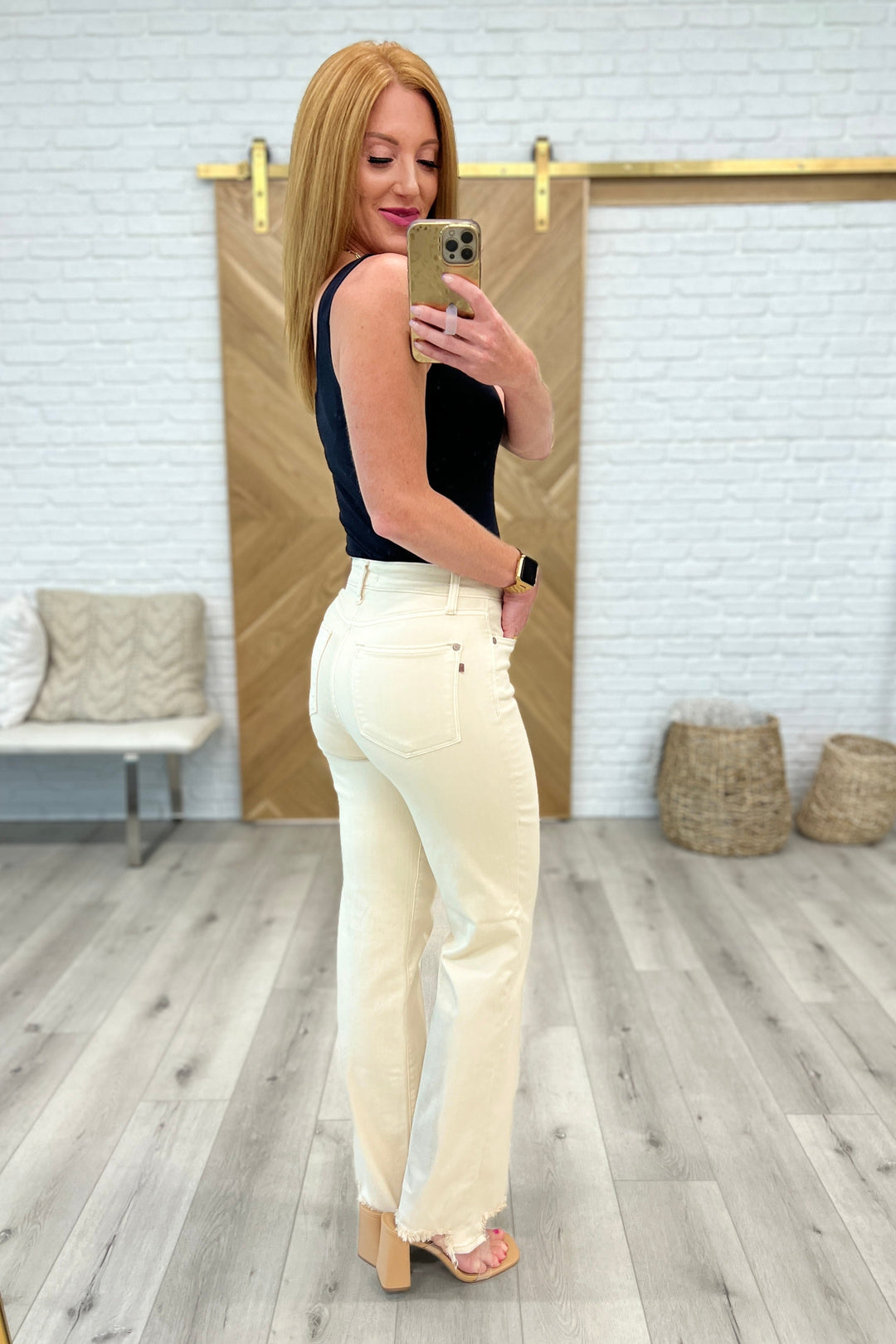 Judy Blue Alice High Rise Over Dyed 90's Straight Jeans in Light Khaki-Denim-Ave Shops-[option4]-[option5]-[option6]-[option7]-[option8]-Shop-Boutique-Clothing-for-Women-Online