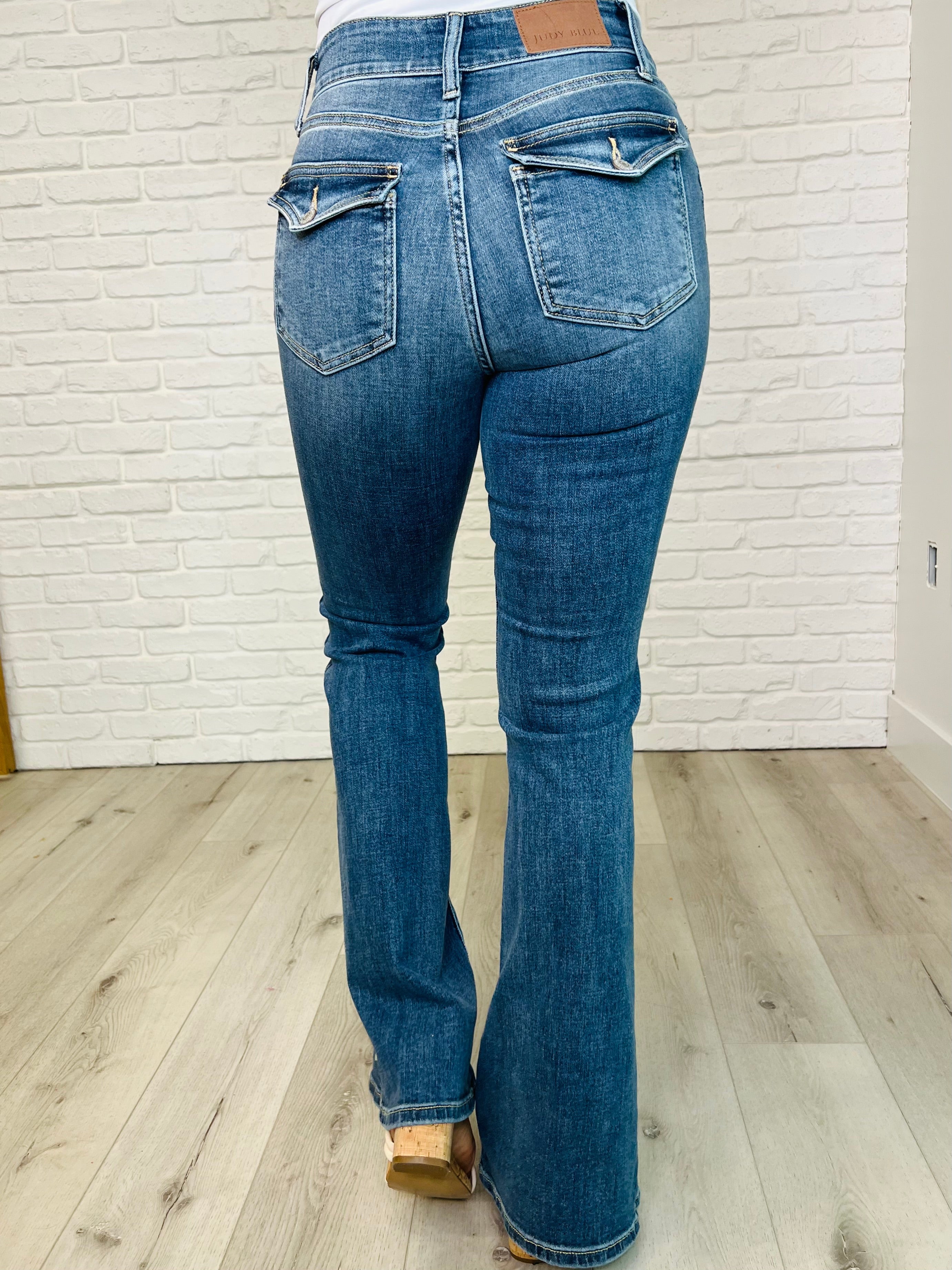 Judy Blue Ariana High Rise Double Button Waistband Flare Jeans-Womens-Ave Shops-[option4]-[option5]-[option6]-[option7]-[option8]-Shop-Boutique-Clothing-for-Women-Online