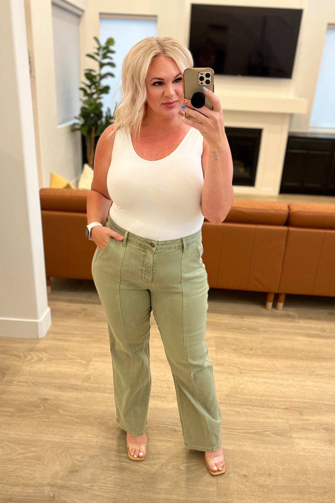 Judy Blue Phoebe High Rise Front Seam Straight Jeans in Sage-Denim-Ave Shops-[option4]-[option5]-[option6]-[option7]-[option8]-Shop-Boutique-Clothing-for-Women-Online