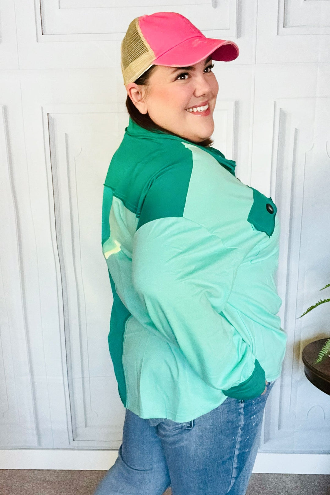 On The Way Up Mint Color Block Button Down Pullover-Haptics-[option4]-[option5]-[option6]-[option7]-[option8]-Shop-Boutique-Clothing-for-Women-Online