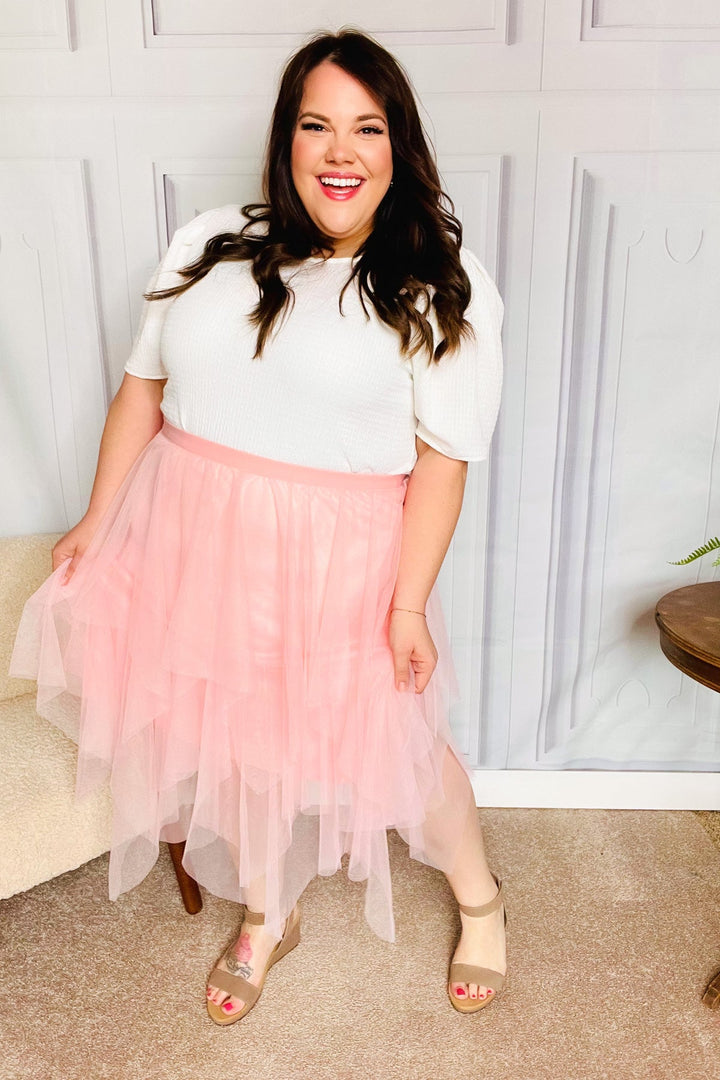 Feeling Femme' Blush Asymmetric Tiered Tulle Midi Skirt-Haptics-[option4]-[option5]-[option6]-[option7]-[option8]-Shop-Boutique-Clothing-for-Women-Online