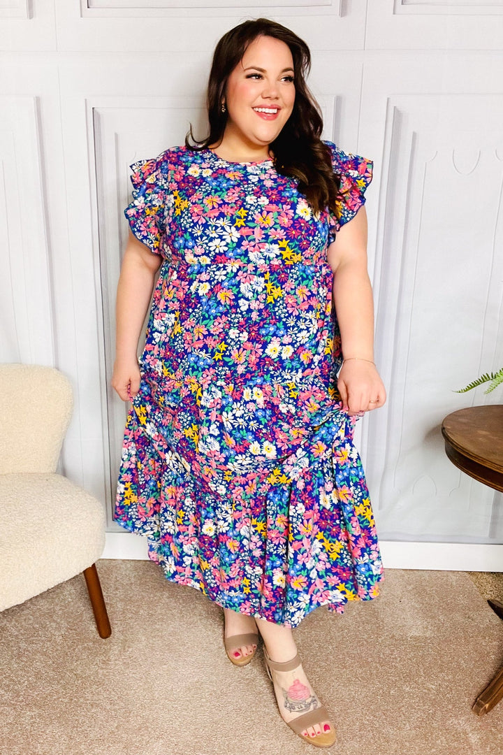 Just A Dream Navy Floral Smocked Ruffle Sleeve Maxi Dress-Haptics-[option4]-[option5]-[option6]-[option7]-[option8]-Shop-Boutique-Clothing-for-Women-Online