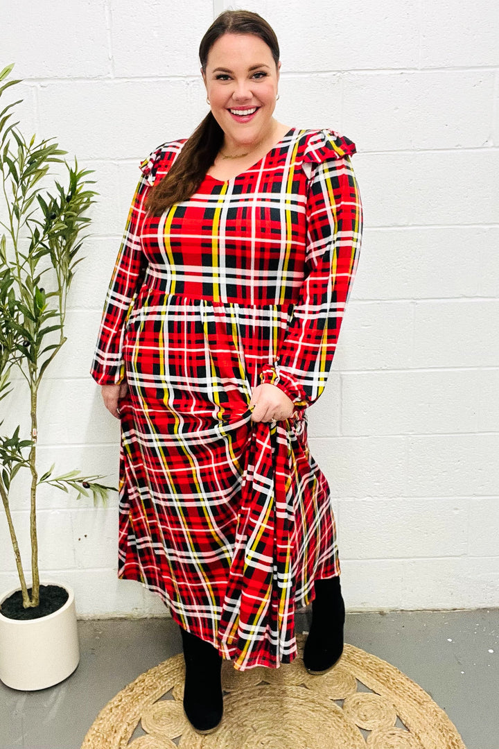 Adorable In Red Plaid Ruffle Detail Fit & Flare Midi Dress-Haptics-[option4]-[option5]-[option6]-[option7]-[option8]-Shop-Boutique-Clothing-for-Women-Online