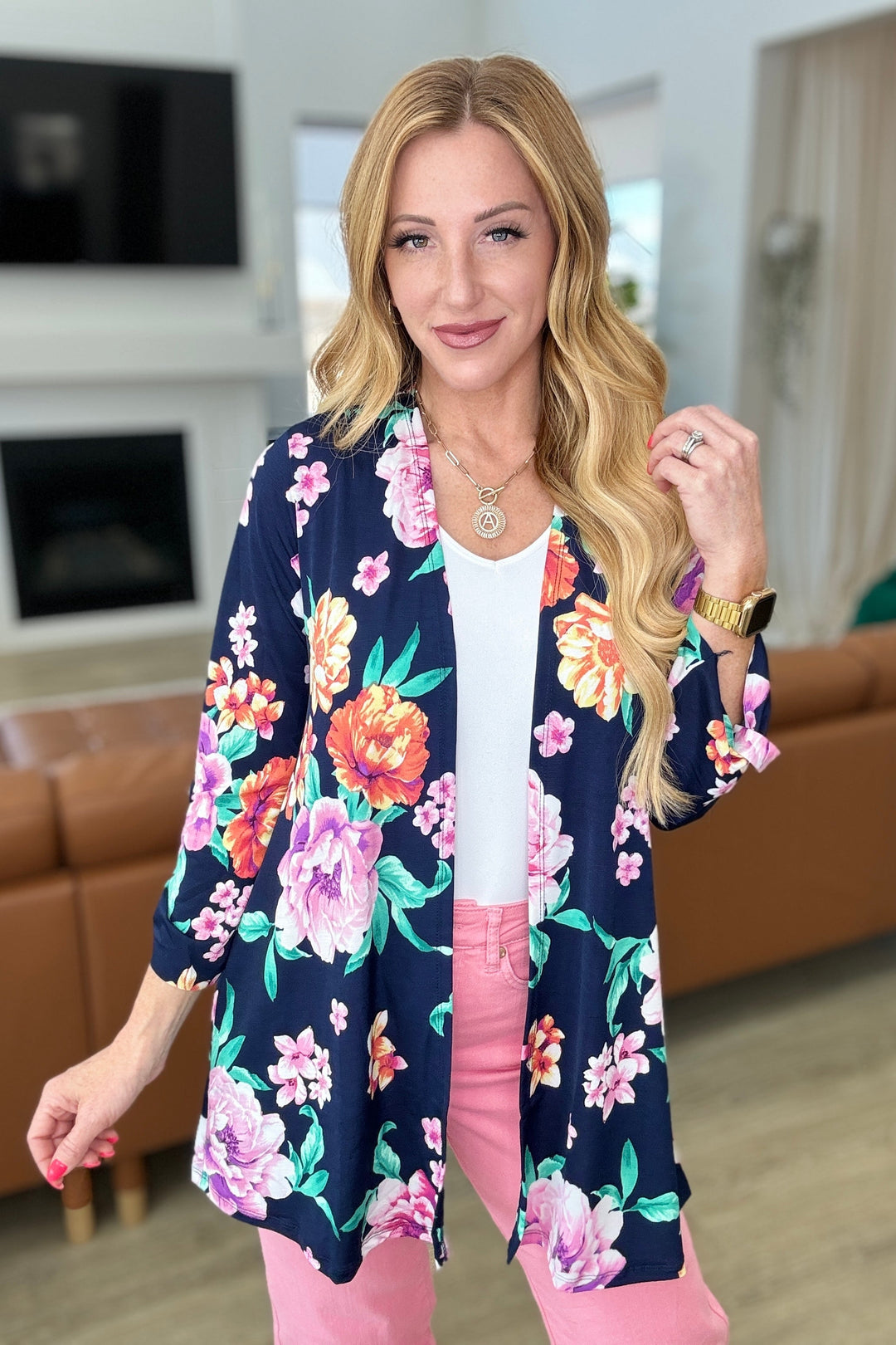 Lizzy Cardigan in Navy and Lavender Bouquet-Layers-Ave Shops-[option4]-[option5]-[option6]-[option7]-[option8]-Shop-Boutique-Clothing-for-Women-Online