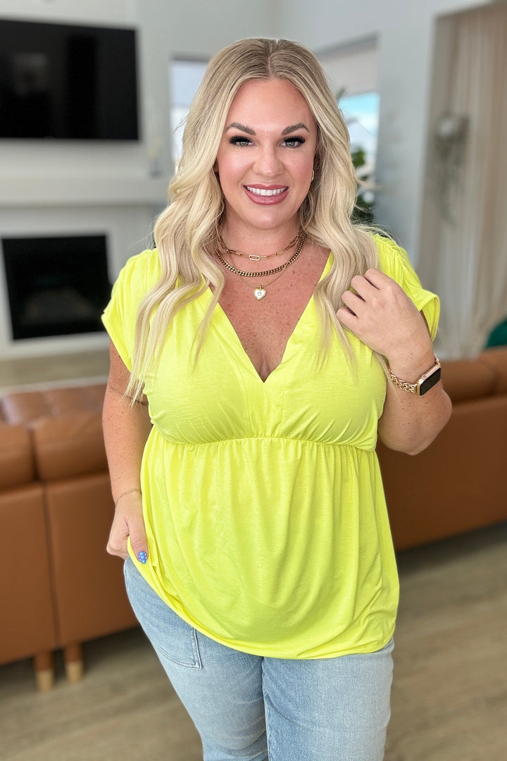 Rhea Peplum Top in Neon Yellow-Tops-Ave Shops-[option4]-[option5]-[option6]-[option7]-[option8]-Shop-Boutique-Clothing-for-Women-Online