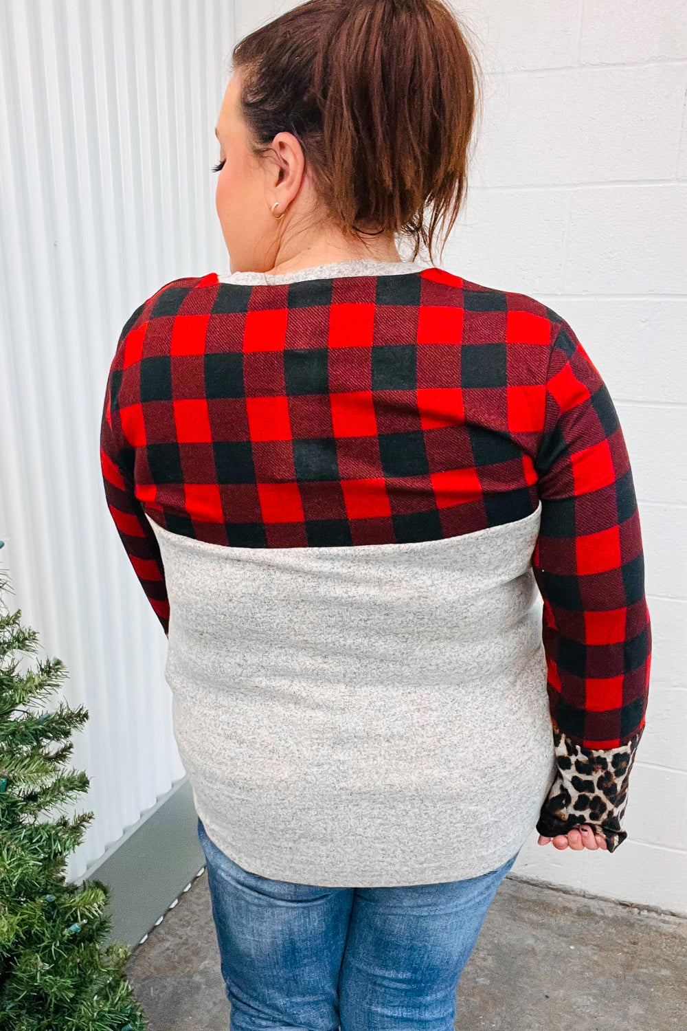 All Of Me Grey & Red Plaid Animal Print Pocketed Top-Haptics-[option4]-[option5]-[option6]-[option7]-[option8]-Shop-Boutique-Clothing-for-Women-Online