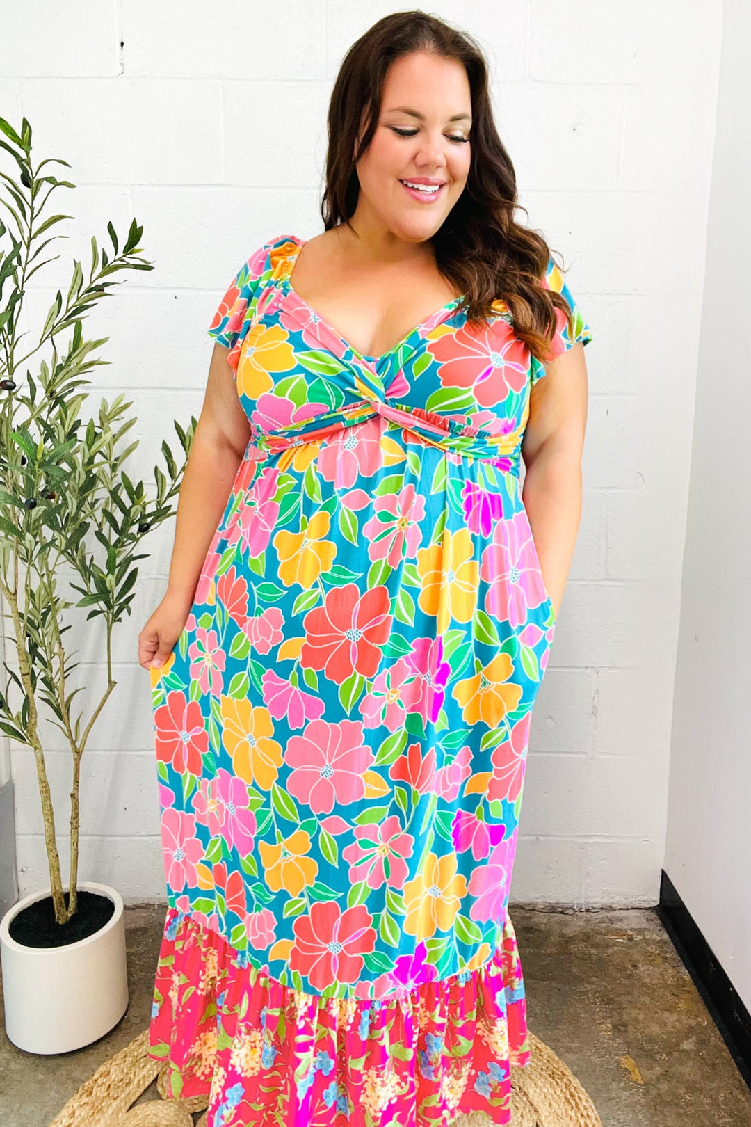 Vacay Vibes Blue Floral Print Sweetheart Twisted Neckline Maxi Dress-Haptics-[option4]-[option5]-[option6]-[option7]-[option8]-Shop-Boutique-Clothing-for-Women-Online