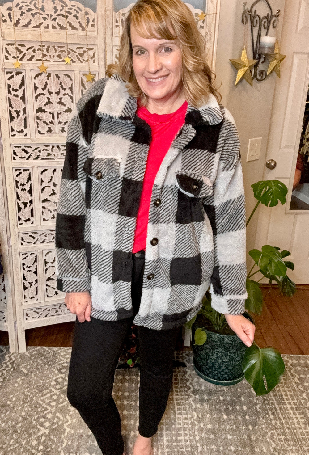Plaid Button Up Ultra Soft Fleece Shacket-Trendsi-[option4]-[option5]-[option6]-[option7]-[option8]-Shop-Boutique-Clothing-for-Women-Online