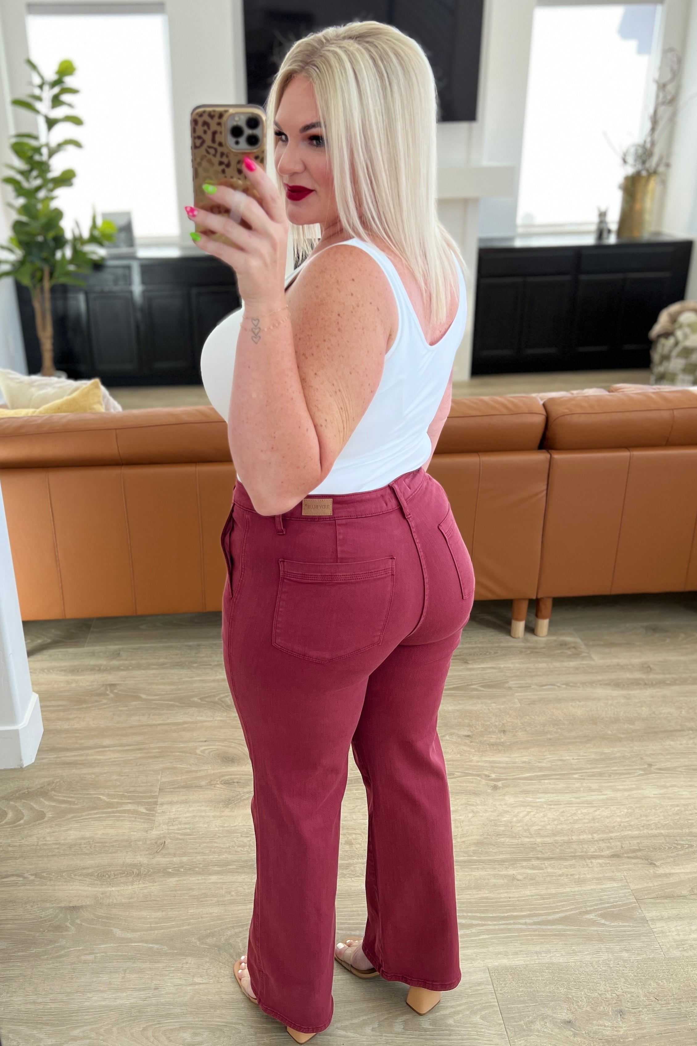 Judy Blue Phoebe High Rise Front Seam Straight Jeans in Burgundy-Denim-Ave Shops-[option4]-[option5]-[option6]-[option7]-[option8]-Shop-Boutique-Clothing-for-Women-Online