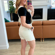 Anna High Rise Garment Dyed Cutoff Shortalls in Ecru-Denim-Ave Shops-[option4]-[option5]-[option6]-[option7]-[option8]-Shop-Boutique-Clothing-for-Women-Online