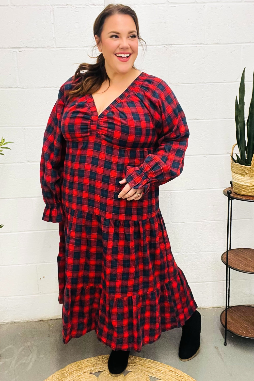 All I Want Red Plaid Elastic V Neck Tiered Maxi Dress-Haptics-[option4]-[option5]-[option6]-[option7]-[option8]-Shop-Boutique-Clothing-for-Women-Online