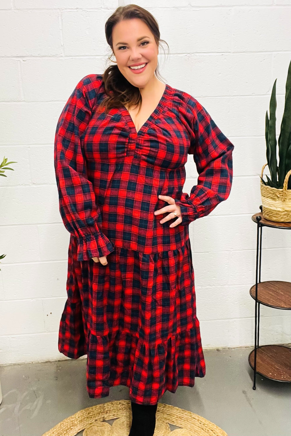 All I Want Red Plaid Elastic V Neck Tiered Maxi Dress-Haptics-[option4]-[option5]-[option6]-[option7]-[option8]-Shop-Boutique-Clothing-for-Women-Online