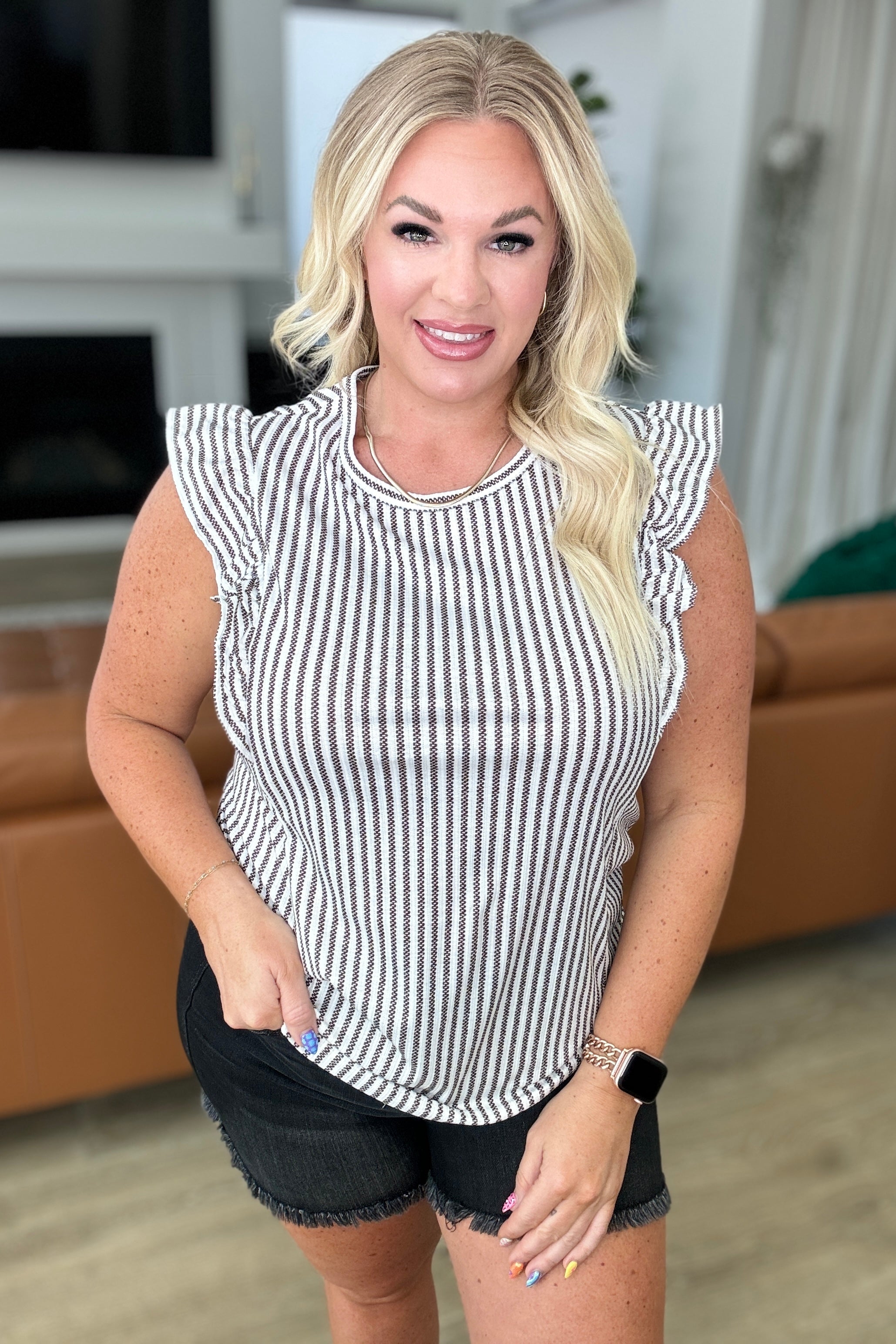 Heavily Invested Striped Ruffle Detail Top-Tops-Ave Shops-[option4]-[option5]-[option6]-[option7]-[option8]-Shop-Boutique-Clothing-for-Women-Online