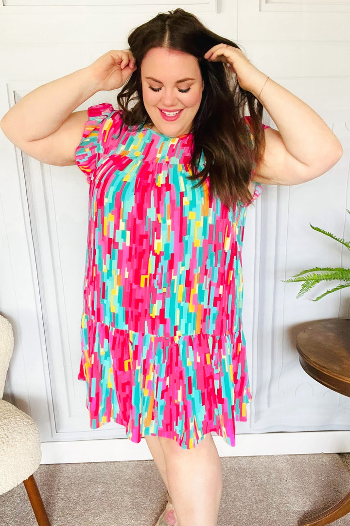 Feeling Bold Multicolor Abstract Print Tiered Ruffle Sleeve Dress-Haptics-[option4]-[option5]-[option6]-[option7]-[option8]-Shop-Boutique-Clothing-for-Women-Online