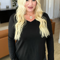 Relaxed Fit Long Sleeve V-Neck Top in Black-Tops-Ave Shops-[option4]-[option5]-[option6]-[option7]-[option8]-Shop-Boutique-Clothing-for-Women-Online