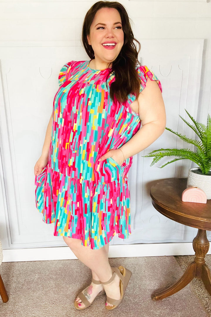 Feeling Bold Multicolor Abstract Print Tiered Ruffle Sleeve Dress-Haptics-[option4]-[option5]-[option6]-[option7]-[option8]-Shop-Boutique-Clothing-for-Women-Online