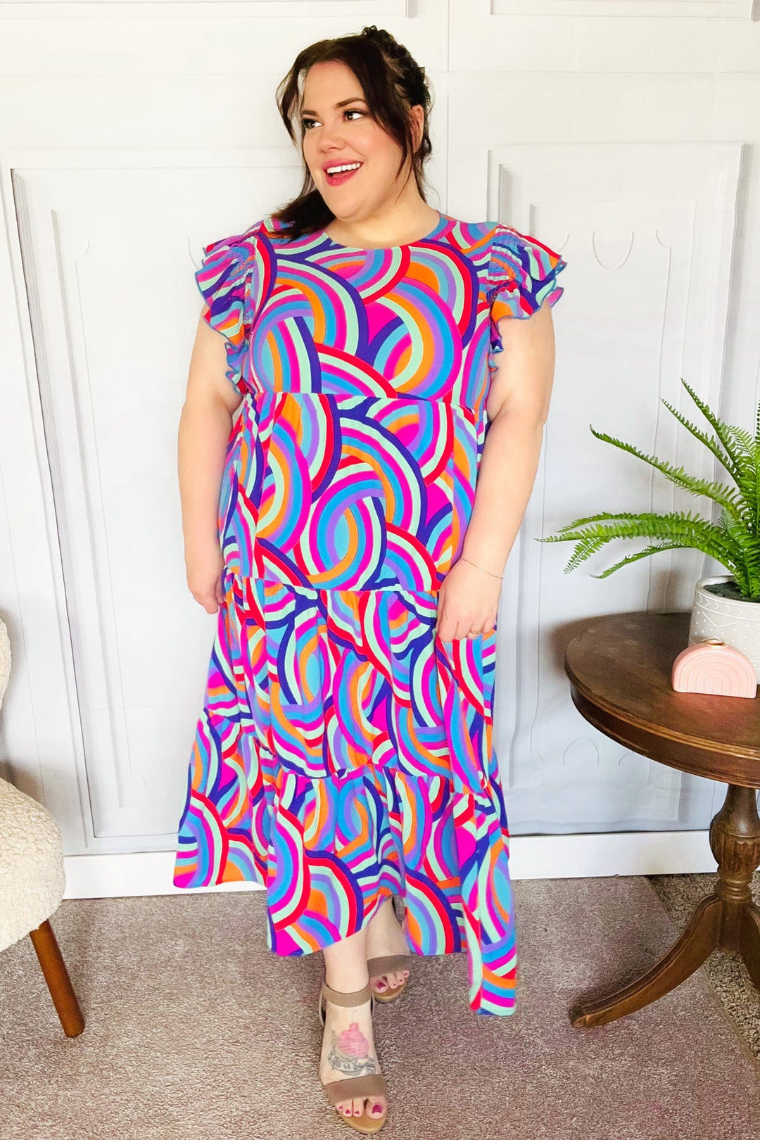 Feel Your Best Purple Abstract Print Smocked Ruffle Sleeve Maxi Dress-Haptics-[option4]-[option5]-[option6]-[option7]-[option8]-Shop-Boutique-Clothing-for-Women-Online