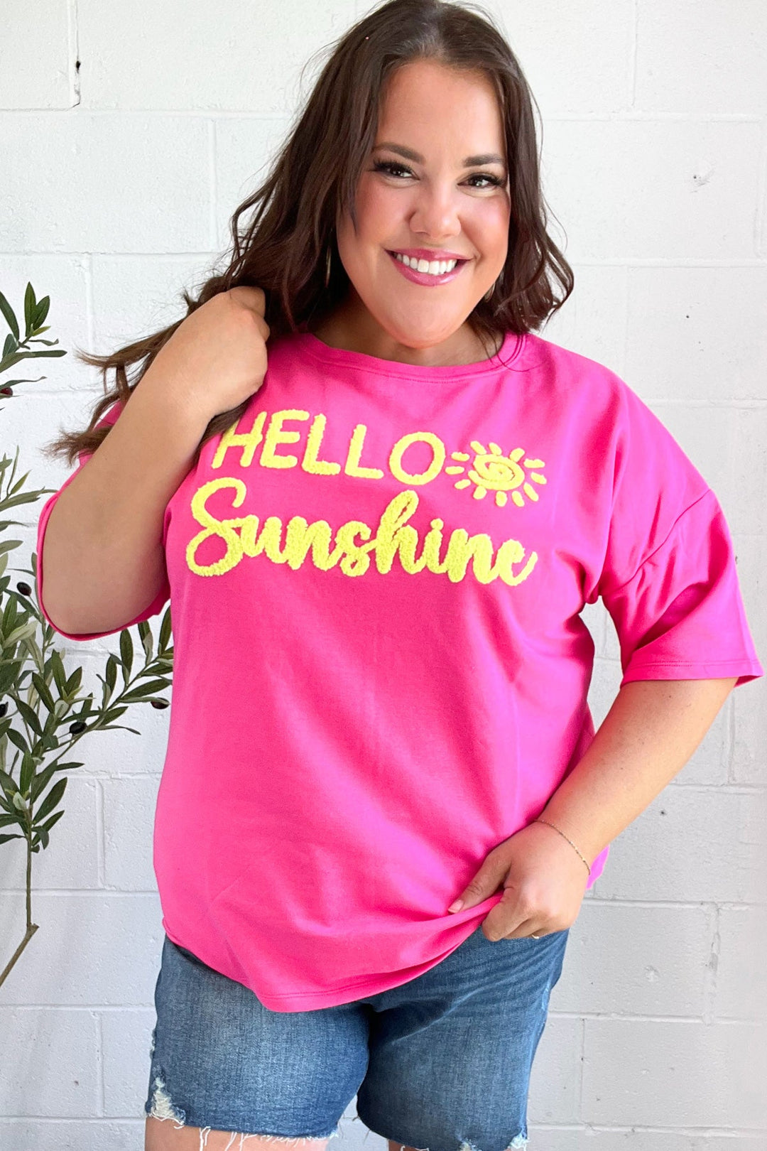 Feeling Joyful "Hello Sunshine" Embroidered French Terry Top-Haptics-[option4]-[option5]-[option6]-[option7]-[option8]-Shop-Boutique-Clothing-for-Women-Online