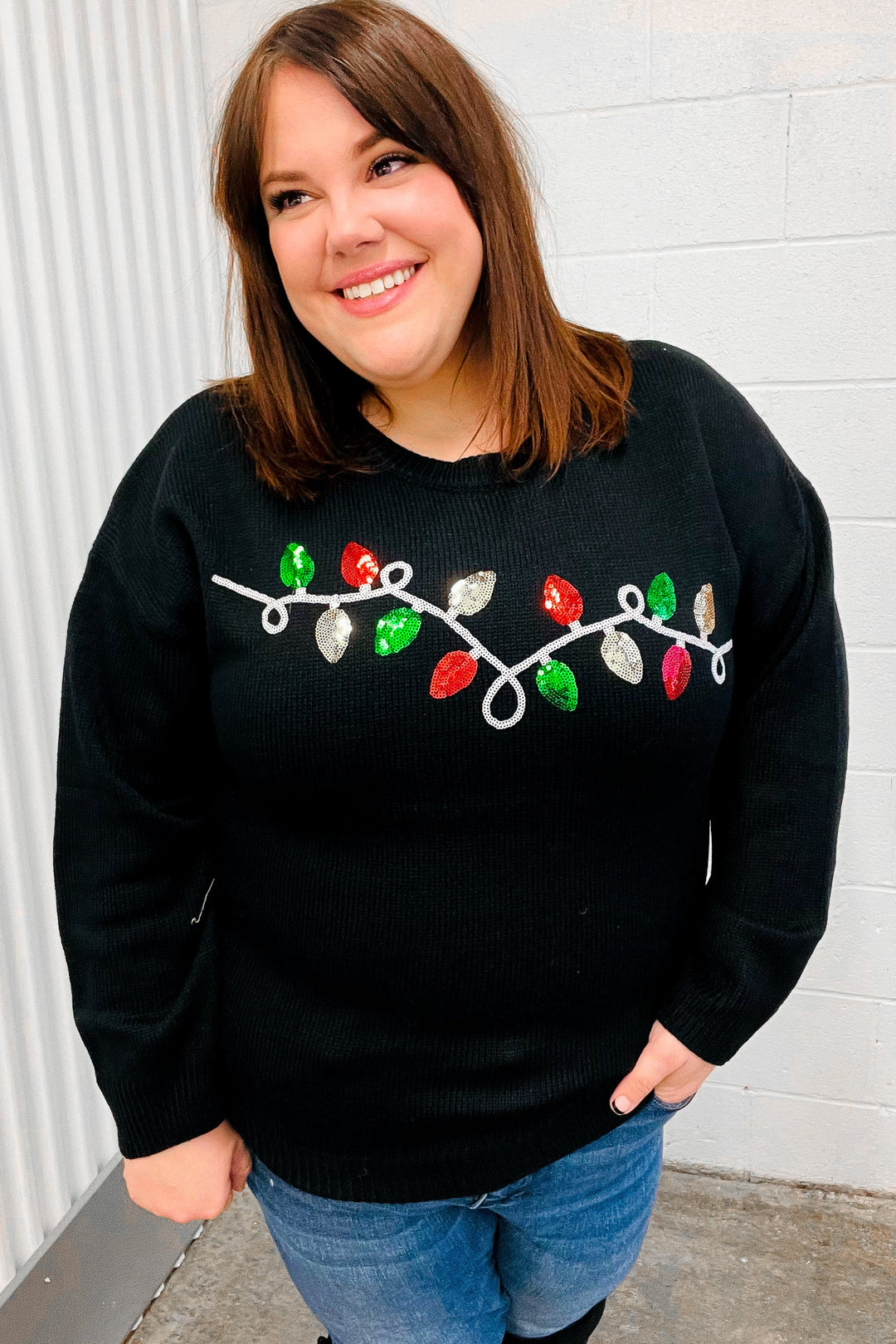 It's Lit Black Sequin Embroidered Christmas Lights Sweater-Haptics-[option4]-[option5]-[option6]-[option7]-[option8]-Shop-Boutique-Clothing-for-Women-Online