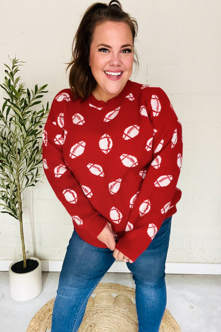 Game Day Red Football Print Jacquard Knit Sweater-Haptics-[option4]-[option5]-[option6]-[option7]-[option8]-Shop-Boutique-Clothing-for-Women-Online