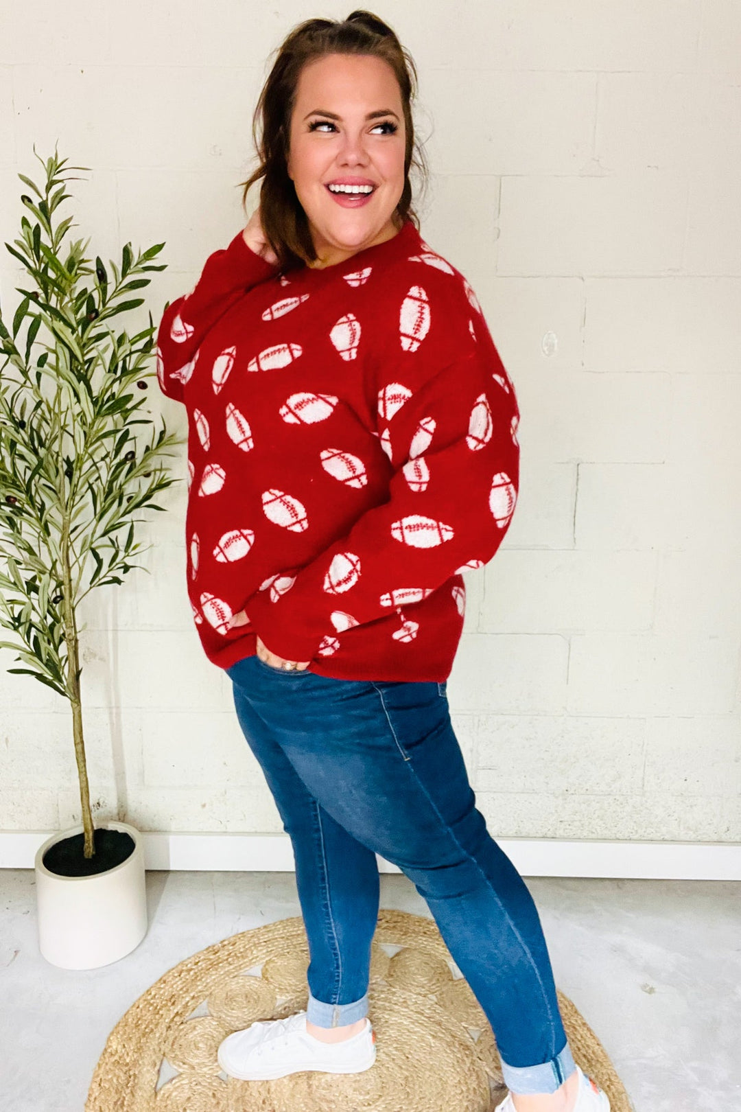 Game Day Red Football Print Jacquard Knit Sweater-Haptics-[option4]-[option5]-[option6]-[option7]-[option8]-Shop-Boutique-Clothing-for-Women-Online